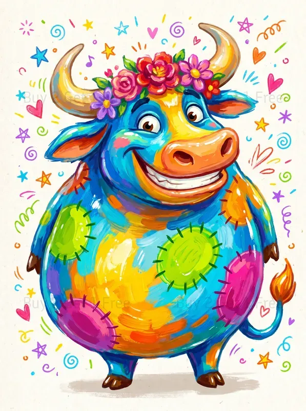 Shiny Cute Bulls Illustrations
