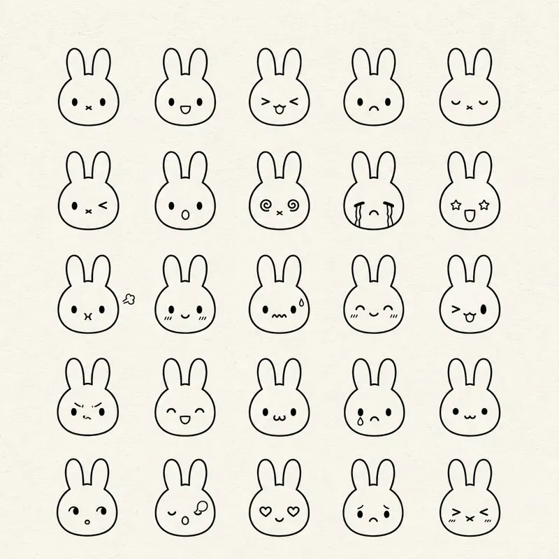 Minimal Kawaii Face Icon Collections