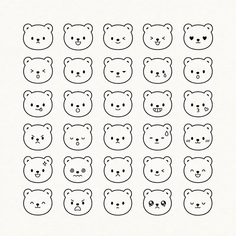 Minimal Kawaii Face Icon Collections