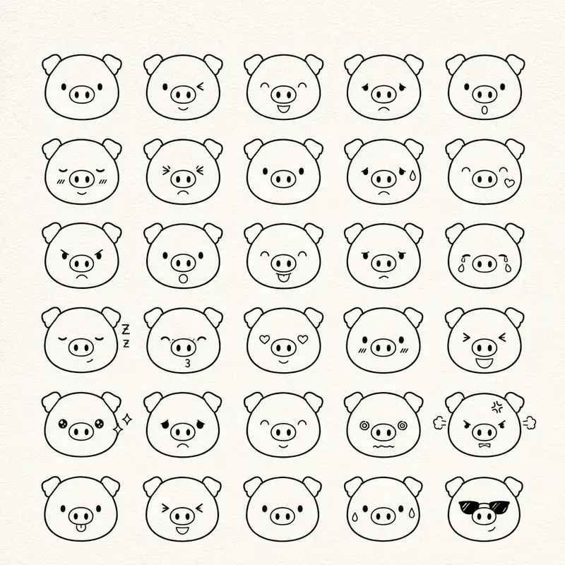 Minimal Kawaii Face Icon Collections