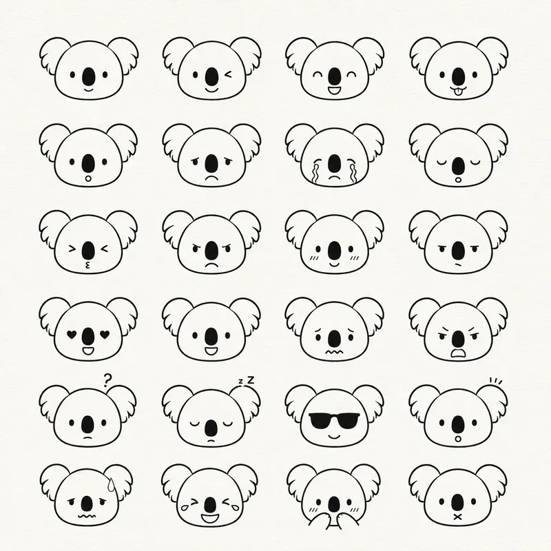 Minimal Kawaii Face Icon Collections