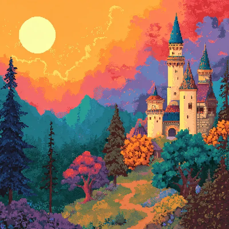 Vibrant Fairytale Pixel Art Paintings