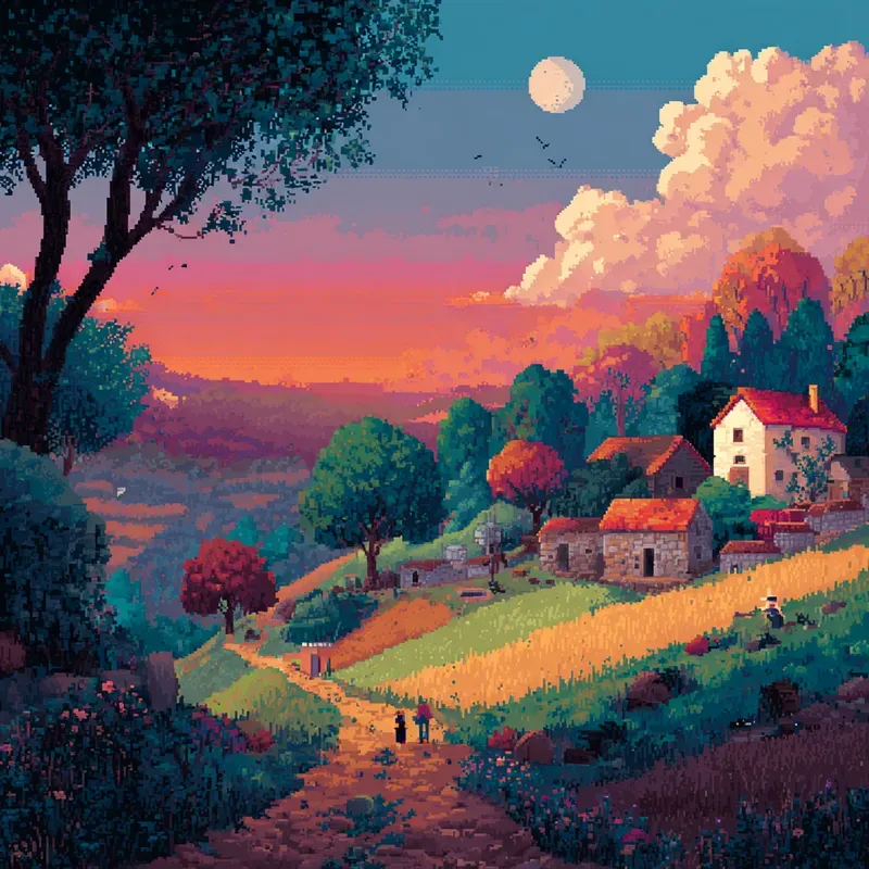 Vibrant Fairytale Pixel Art Paintings