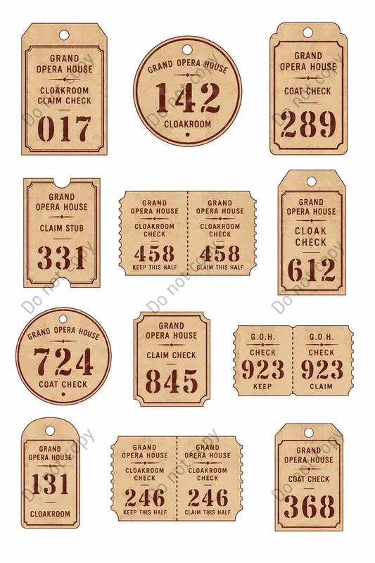 Cloakroom Claim Tag Sheets