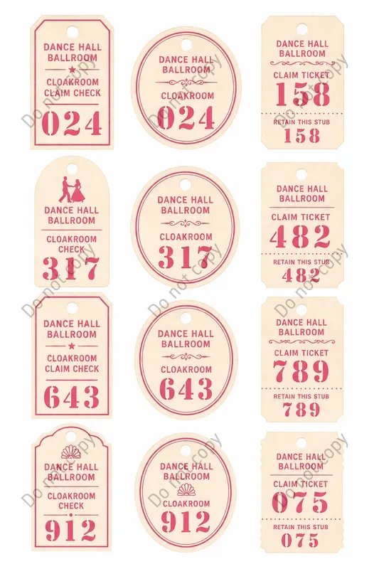 Cloakroom Claim Tag Sheets