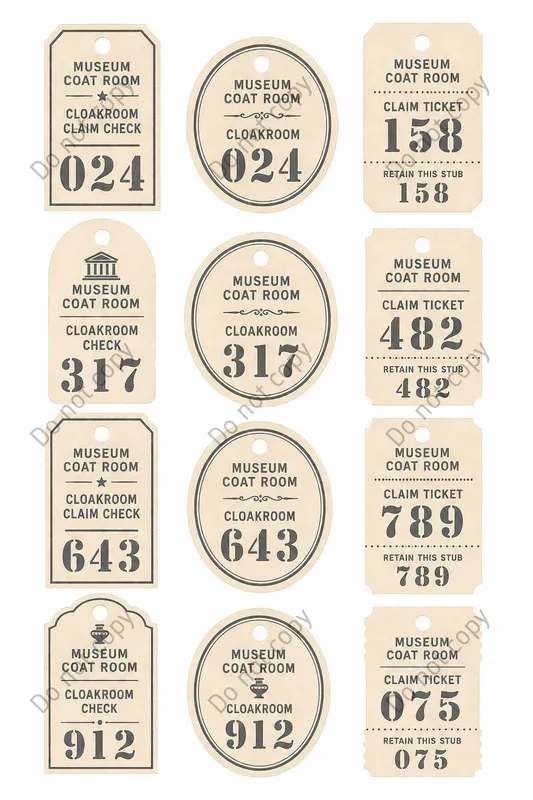 Cloakroom Claim Tag Sheets