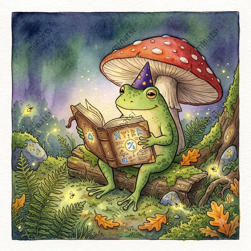 Halloween Frog Watercolor Storybook Art