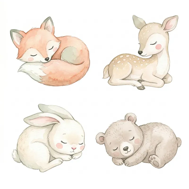 Watercolor Baby Woodland Animals