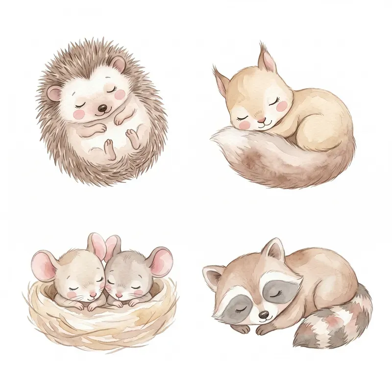 Watercolor Baby Woodland Animals