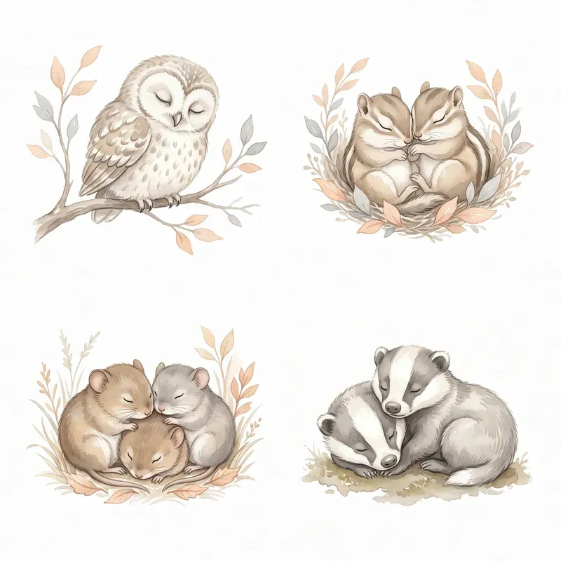Watercolor Baby Woodland Animals