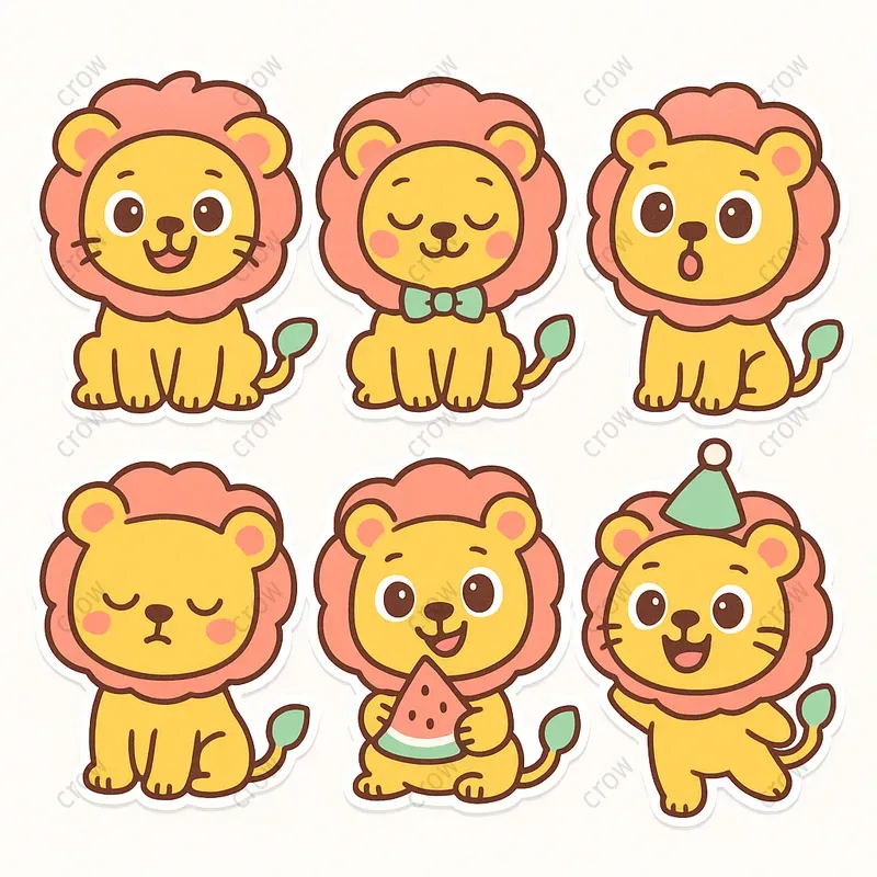 Six Cute Sticker Designs Expressive Sets
