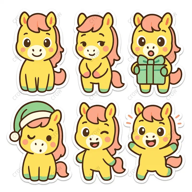 Six Cute Sticker Designs Expressive Sets