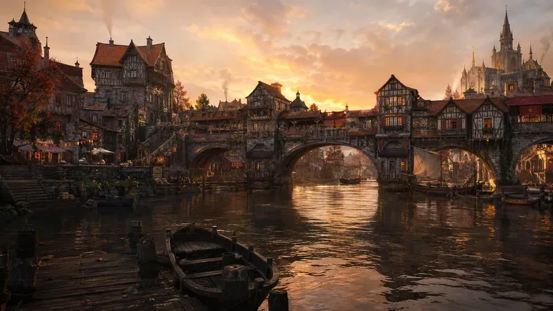 Realistic Fantasy 3D Game City Landscapes