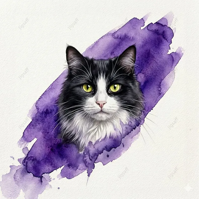 Watercolor Cat Brushstroke Portraits