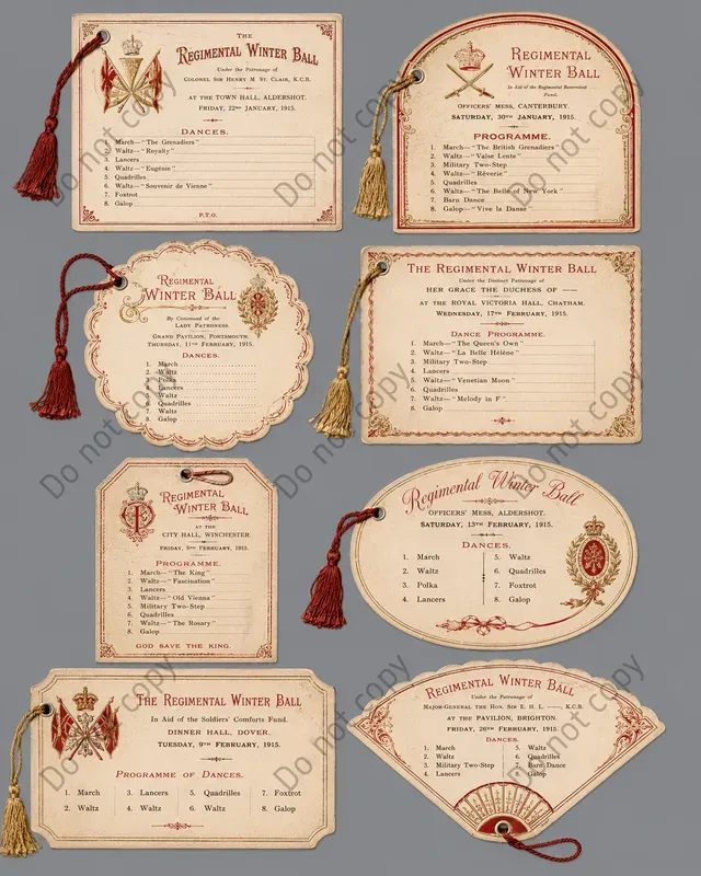 Ball Dance Card Ephemera Sheets