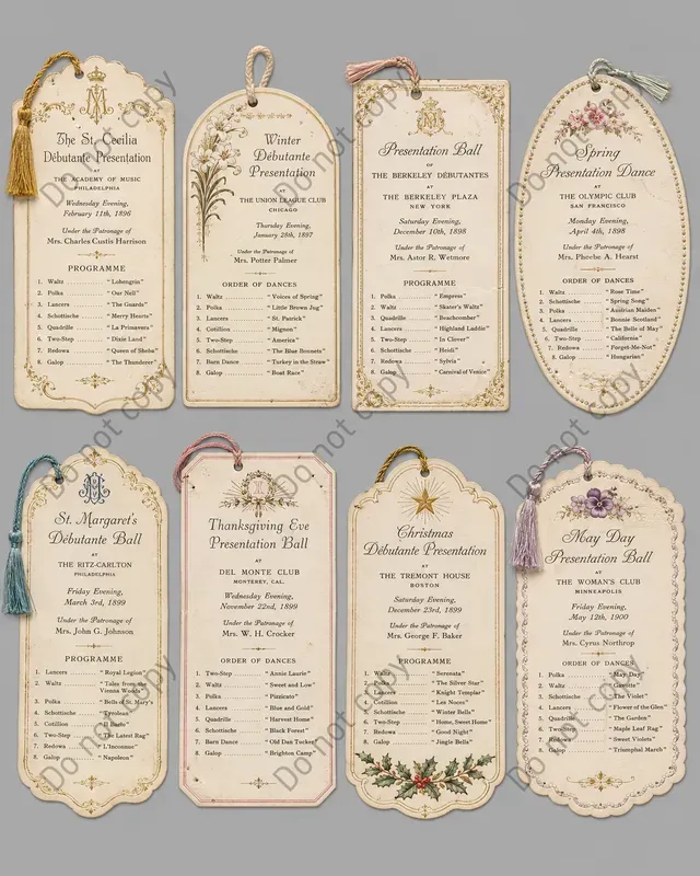 Ball Dance Card Ephemera Sheets