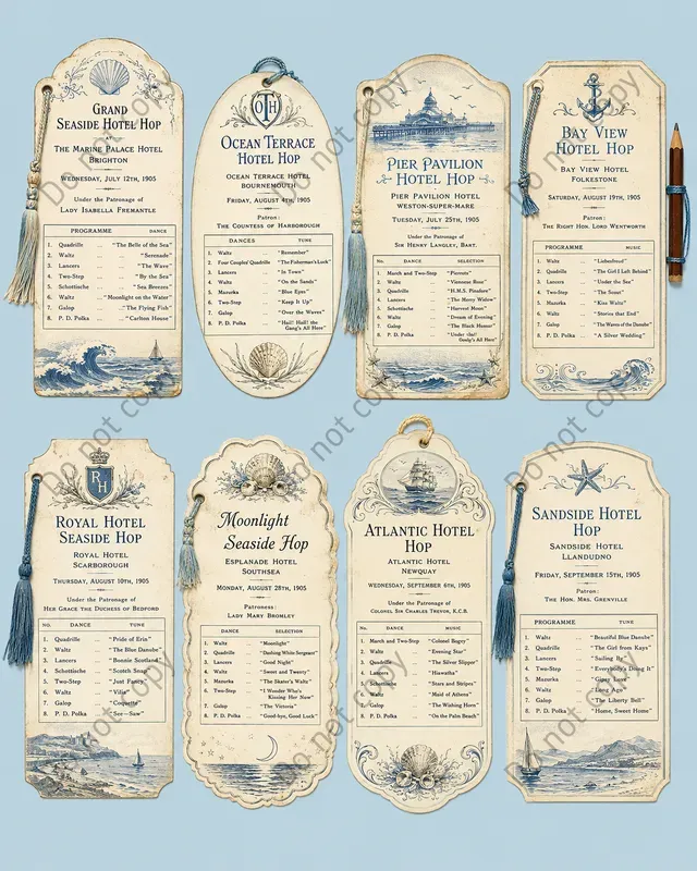 Ball Dance Card Ephemera Sheets