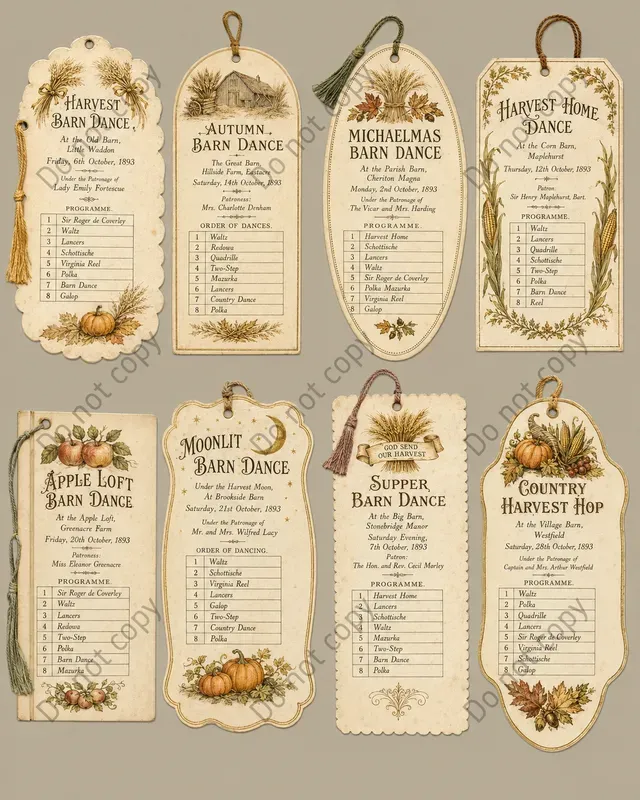 Ball Dance Card Ephemera Sheets