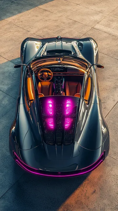 Cyber Luxury Hypercar Cockpit Neons
