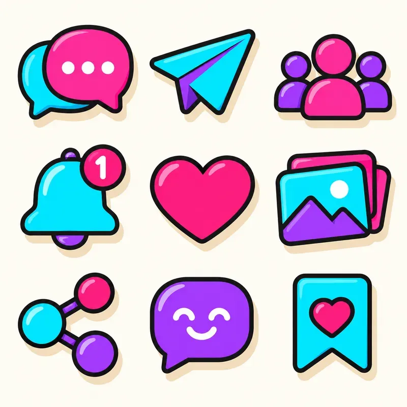 Chunky Neopop App UI Icon Grid Kits