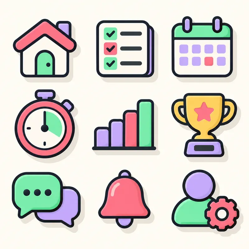 Chunky Neopop App UI Icon Grid Kits