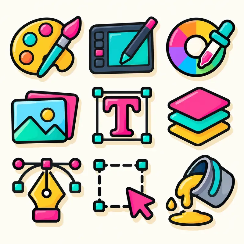 Chunky Neopop App UI Icon Grid Kits