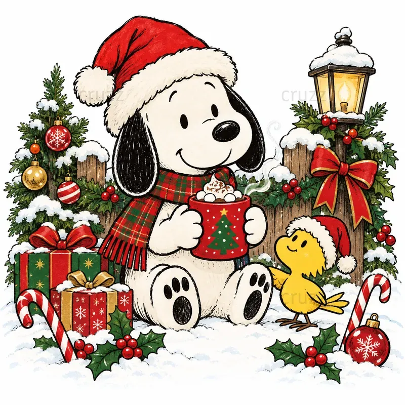Cute Christmas Beagle Cartoon Cliparts