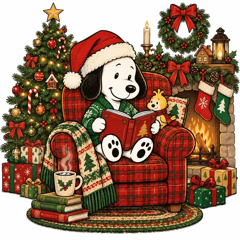 Cute Christmas Beagle Cartoon Cliparts