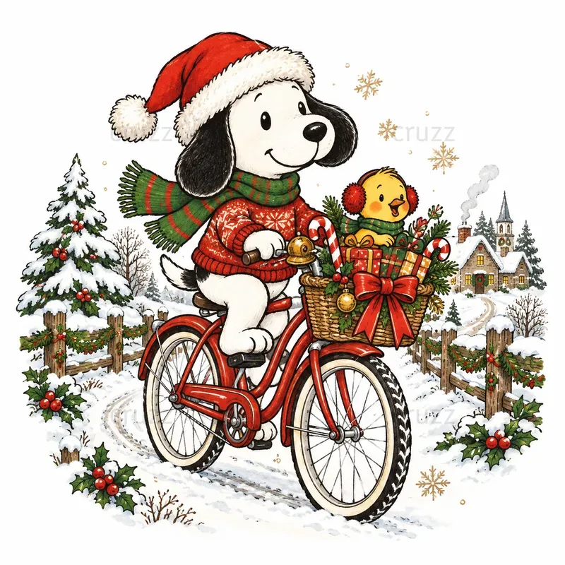 Cute Christmas Beagle Cartoon Cliparts