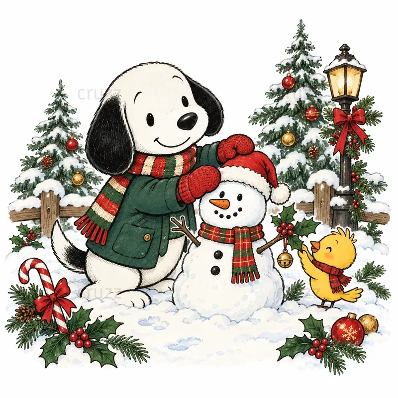 Cute Christmas Beagle Cartoon Cliparts