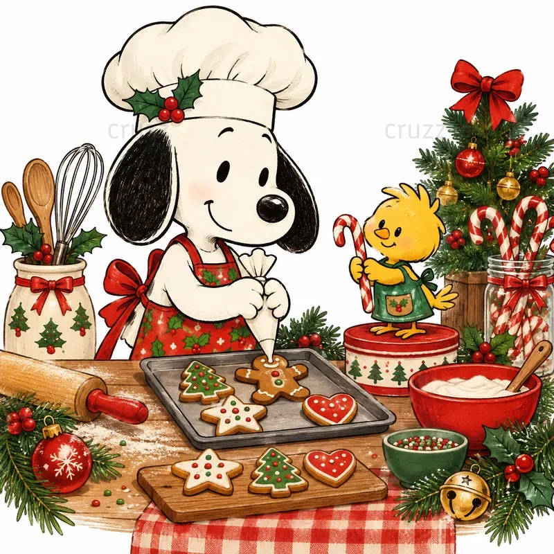 Cute Christmas Beagle Cartoon Cliparts
