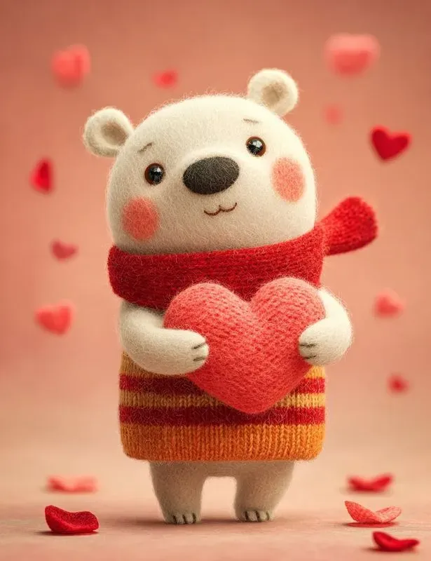 Wool Felt Valentine Animals Clipart