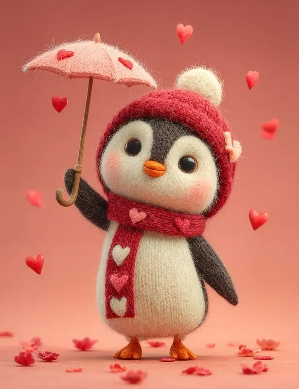 Wool Felt Valentine Animals Clipart