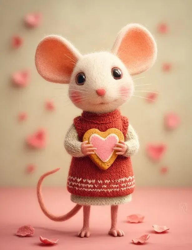 Wool Felt Valentine Animals Clipart
