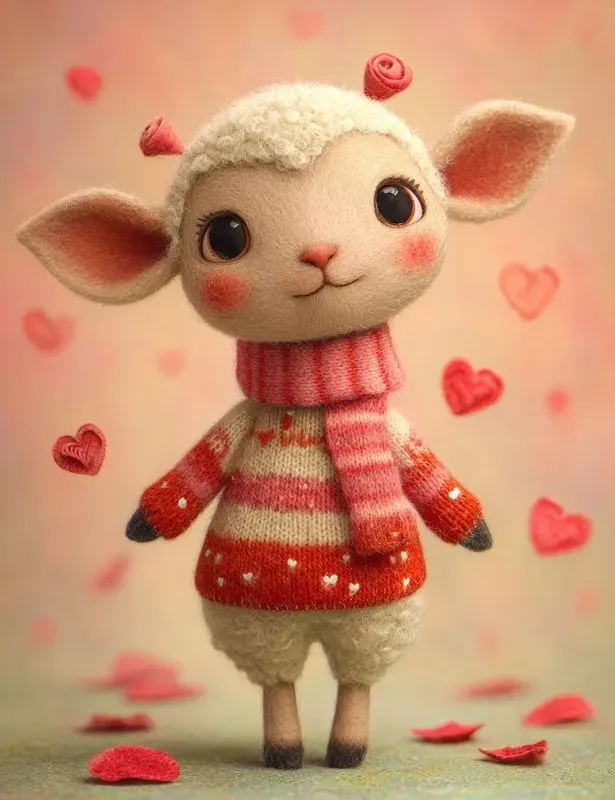 Wool Felt Valentine Animals Clipart
