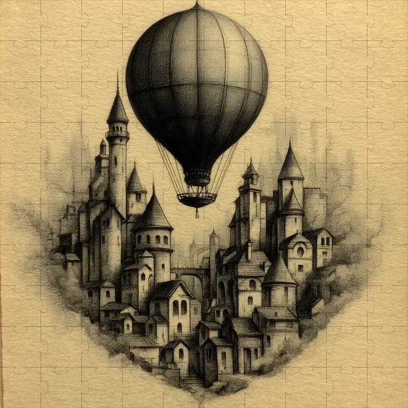 Pencil Sepia Antique Whimsical Studies