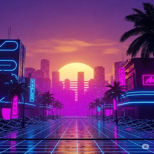 Vaporwave Neon Cityscape Generators