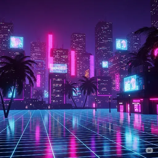 Vaporwave Neon Cityscape Generators