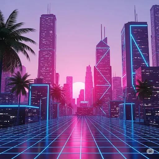 Vaporwave Neon Cityscape Generators