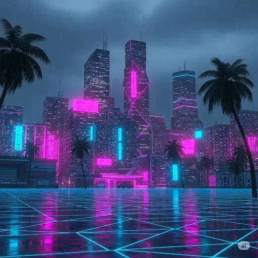 Vaporwave Neon Cityscape Generators