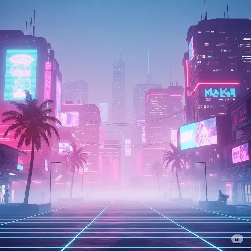 Vaporwave Neon Cityscape Generators