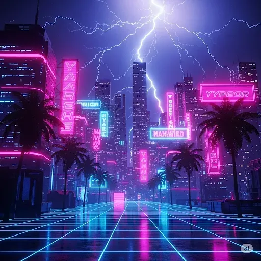 Vaporwave Neon Cityscape Generators