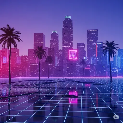 Vaporwave Neon Cityscape Generators