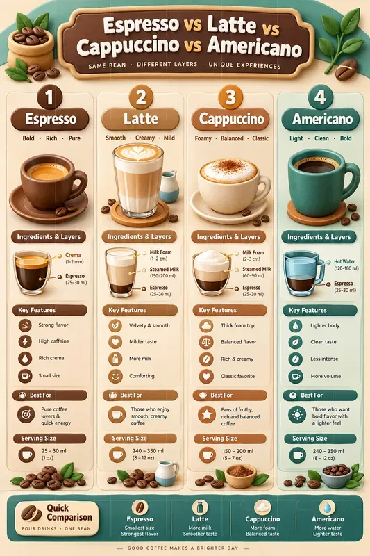 3D Coffee Types Infographics