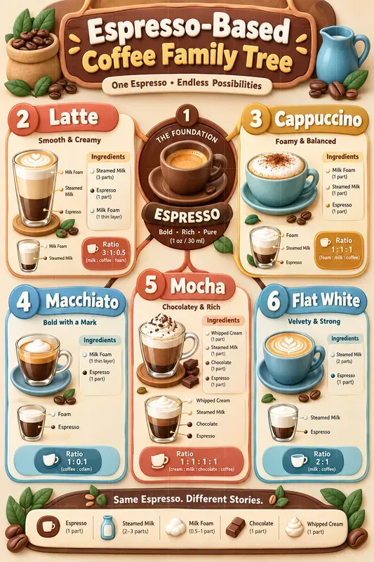 3D Coffee Types Infographics