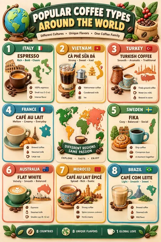 3D Coffee Types Infographics