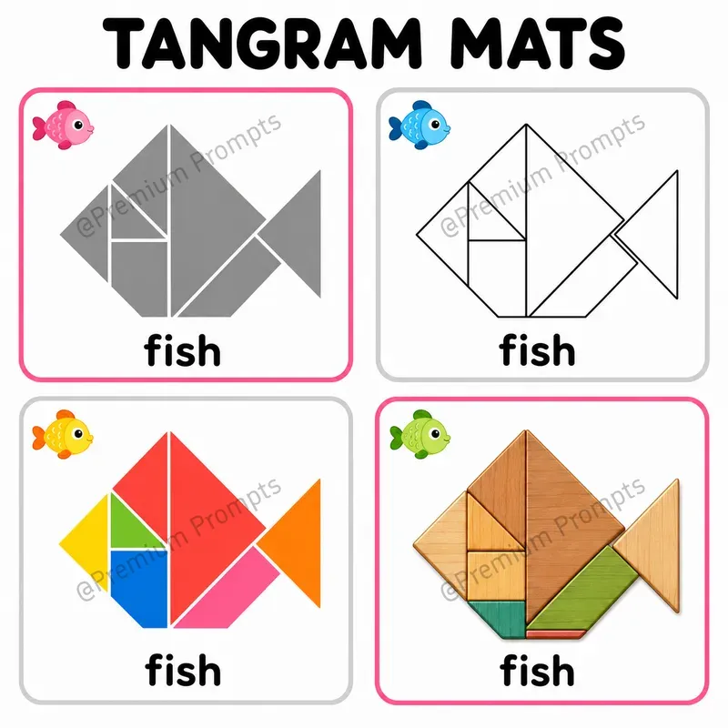 Tangram Mats Worksheets For Kids