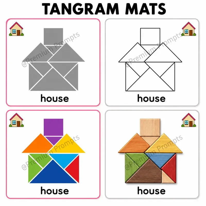 Tangram Mats Worksheets For Kids
