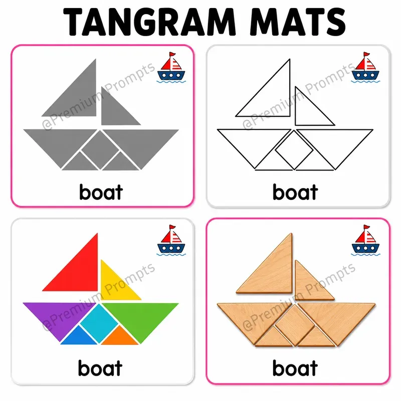 Tangram Mats Worksheets For Kids