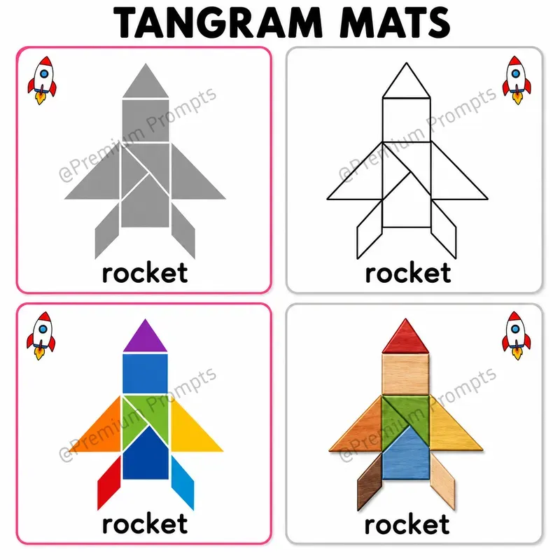 Tangram Mats Worksheets For Kids